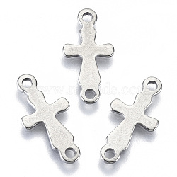 201 Stainless Steel Links Connectors, Laser Cut, Cross, Stainless Steel Color, 18.5x9x1mm, Hole: 1.6mm(X-STAS-R116-082)
