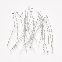 Brass Ball Head Pins, Cadmium Free & Nickel Free & Lead Free, Real Platinum Plated, 50x0.5mm, 24 Gauge, Head: 1.5mm(KK-S348-404)