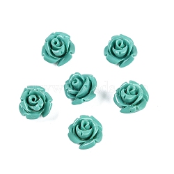 Synthetic Coral Carved Beads, Dyed, Flower, Half Drilled, Light Sea Green, 11x9mm, Hole: 1mm(CORA-C003-16F)