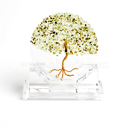 Resin Tree of Life Home Display Decorations, with Natural Peridot Chips Inside Ornaments, 130x110mm(TREE-PW0002-01C)