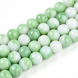 Opaque Crackle Glass Round Beads Strands, Imitation Stones, Round, Medium Aquamarine, 10mm, Hole: 1.5mm, about 80pcs/strand, 30.31~31.10 inch(77~79cm)(GLAA-T031-10mm-01L)