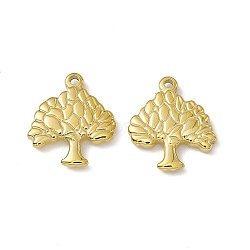 Vacuum Plating 201 Stainless Steel Pendants, Tree Charm, Real 18K Gold Plated, 16x14x2.5mm, Hole: 1.4mm(STAS-J401-VC781)