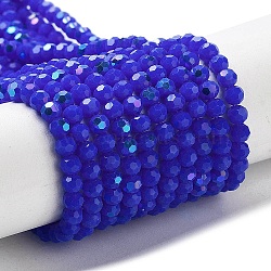 Opaque Glass Beads Strands, Faceted, Round, Blue, 3mm, Hole: 0.8mm, about 167~170pcs/strand, 19.88~20.08''(50.5~51cm)(EGLA-A035-P3mm-L07)