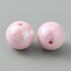Pearlized Plastic Round Beads, AB Color Plated, Pink, 16mm, Hole: 2mm(KY-WH0004-06E)