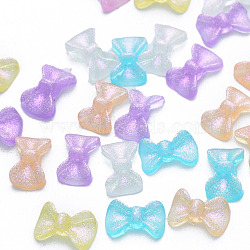 Resin Cabochons, with Glitter Powder, Bowknot, Mixed Color, 5.5~6x9~9.5x3~3.5mm(CRES-N030-024-C)