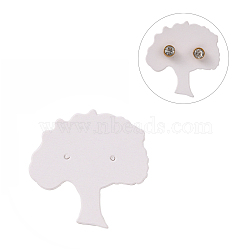 Cardboard Earring Display Cards, Tree, White, 39.5~40x39x0.4mm, Hole: 1.2mm(CDIS-L003-A01-A)