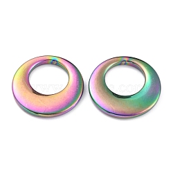 Ion Plating(IP) 304 Stainless Steel Pendants, Dount, Rainbow Color, 25.5x3mm, Hole: 14mm(STAS-P273-04A-MC)