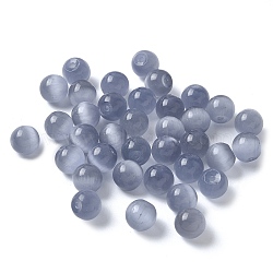 Cat Eye Beads, Round, for Half Drilled Beads, Light Steel Blue, 8mm, Hole: 1mm(CE-P003-01A-11)