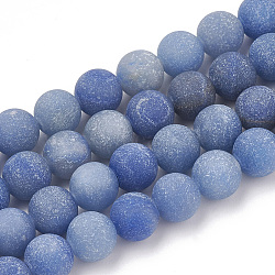 Dyed & Heated Natural Blue Aventurine Beads Strands, Frosted, Grade A, Round, 8mm, Hole: 1mm, about 47pcs/strand, 15.5 inch(G-T106-208)