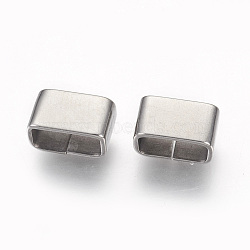 Tarnish Resistant 201 Stainless Steel Slide Charms, Rectangle, Stainless Steel Color, 6x10x5.5mm, Hole: 4x8.5mm(STAS-G187-30P)