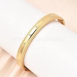 304 Stainless Steel Rhinestone Hinged Bangles for Women, Ion Plating(IP), Long-Lasting Plated, Real 18K Gold Plated, Crystal, Inner Diameter: 2.40x1.97 inch(6.1x5cm)(BJEW-B168-16G)