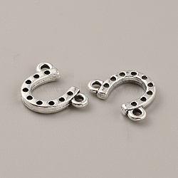 Tibetan Style Alloy Connerctor Charms, Horse Shoes Link, Antique Silver, 11x14x2mm, Hole: 1.4mm(FIND-WH0146-29AS)