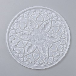DIY Coaster Silicone Molds, Resin Casting Molds, For DIY UV Resin, Epoxy Resin Craft Making, Round with Mandala Pattern, White, 200x8mm, Inner Diameter: 195mm(X-DIY-Z005-04)