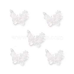 Butterfly with Flower Transparent Resin Cabochons, with Giltter Power, Clear, 9.5x11.5x4mm(FIND-L019-06A)