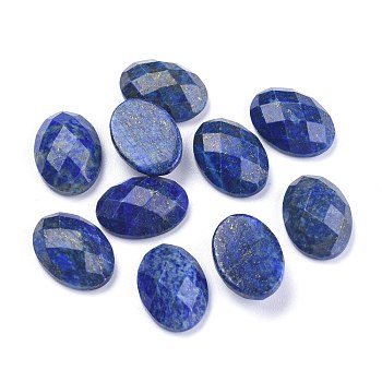Natural Lapis Lazuli Cabochons, Faceted, Oval, 18x13x6mm
