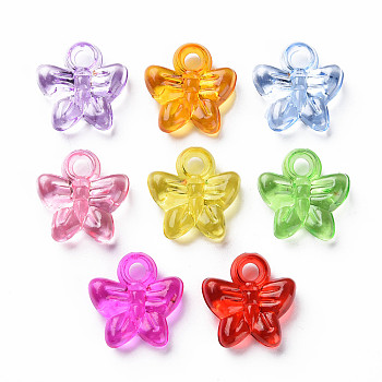 Transparent Acrylic Pendants, Butterfly, Mixed Color, 16x16x5mm, Hole: 2.5mm, about 900pcs/500g