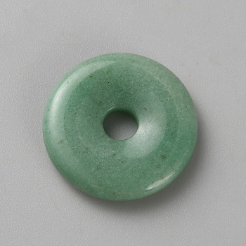 Natural Green Aventurine Pendants, Donut/Pi Disc Charms, 30x5.5mm, Hole: 6mm