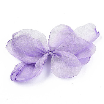 Bowknot Organza Ornament Accessories, For DIY Jewelry Making Craft, Lilac, 85~92x37~50mm