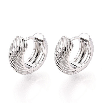 Brass Twist Hoop Earrings, Real Platinum Plated, 13x14.5x6mm