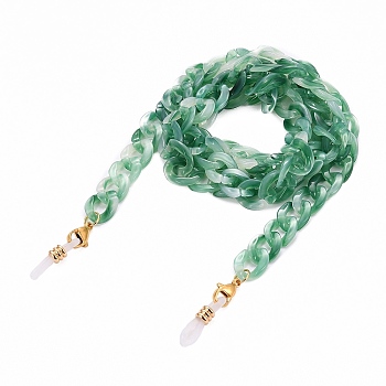 Eyeglasses Chains, Neck Strap for Eyeglasses, with Acrylic Curb Chains, Golden Plated 304 Stainless Steel Lobster Claw Clasps and Rubber Loop Ends, Medium Sea Green, 27.56 inch(70cm)