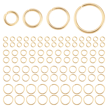 400Pcs 4 Styles 304 Stainless Steel Jump Rings, Open Jump Rings, Round Ring, Metal Connectors for DIY Jewelry Crafting and Keychain Accessories, Real 18K Gold Plated, 20~21 Gauge, 4~8x0.7~0.8mm, Inner Diameter: 2.6~6.4mm, 100pcs/style