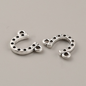 Tibetan Style Alloy Connerctor Charms, Horse Shoes Link, Antique Silver, 11x14x2mm, Hole: 1.4mm