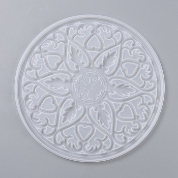 DIY Coaster Silicone Molds, Resin Casting Molds, For DIY UV Resin, Epoxy Resin Craft Making, Round with Mandala Pattern, White, 200x8mm, Inner Diameter: 195mm