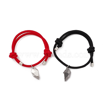 2pcs ensemble de bracelets à breloques coeur assortis en alliage d'aimant 2 couleurs(BJEW-E011-03BP-01)-3