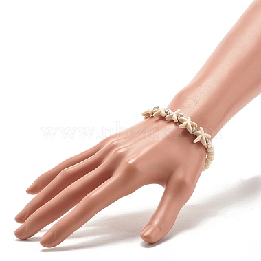 Synthetic Turquoise Starfish Stretch Bracelet(BJEW-JB07702-04)-3
