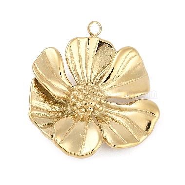 Real 18K Gold Plated Flower 304 Stainless Steel Pendants