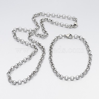 304 Rolo croix ensembles de bijoux de la chaîne en acier inoxydable(SJEW-A077-01P)-2