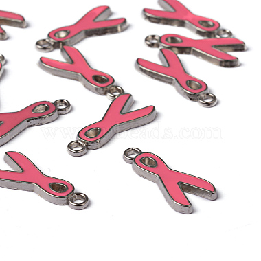 Breast Cancer Pink Awareness Ribbon Alloy Enamel Pendants(X-EA546Y-2)-3