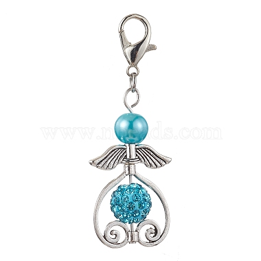 5pcs 5 couleurs décorations de pendentif en perles de verre ange(HJEW-JM01744)-4