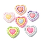 Opaque Resin Cabochons, Layered Heart, Mixed Color, 17.5x19.5x6mm(RE-CBA8177-02)