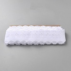 Polyester Embroidery Hollow Flower Lace Trim, Wavy Edge Lace Ribbon, White, 2-1/4 inch(58mm)(OCOR-WH0093-36)