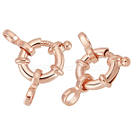 2Pcs 925 Sterling Silver Spring Ring Clasps, Ring, Real Rose Gold Plated, 10mm(FIND-PH0022-63RG)