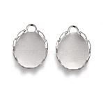 Tarnish Resistant 304 Stainless Steel Cabochon Settings, Lace Edge Bezel Cups, Oval, Stainless Steel Color, Tray: 10x8mm, 11.5x8.5x2mm(STAS-P249-13B-P)
