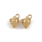 304 Stainless Steel Charms, Strawberry Charm, Real 14K Gold Plated, 11.5x8x7.5mm, Hole: 1.8mm(STAS-L022-560G)