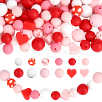 136Pcs Silicone Beads, Focal Beads, Mixed Shapes, Mixed Color, 11.5~15x11~15mm, Hole: 2mm(SIL-PA0001-52)