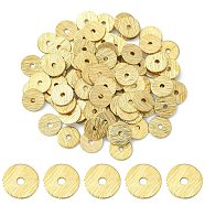 Brass Spacer Beads, Long-Lasting Plated, Heishi Beads, Flat Round/Disc, Golden, 6x0.5mm, Hole: 1.2mm(KK-YW0001-46)