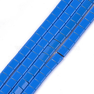Spray Painted Non-magnetic Synthetic Hematite Multi-Strand Links, For Tile Elastic Bracelets Making, Square, Dodger Blue, 5x5x2mm, Hole: 0.6mm, about 81pcs/strand, 15.9 inch(G-T124-04B)