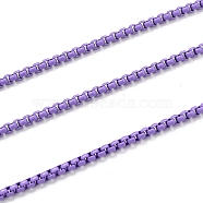 Spray Painted Brass Box Chains, Venetian Chains, with Spool, Unwelded, Lilac, 2x2.5x2.5mm(CHC-L039-45E)