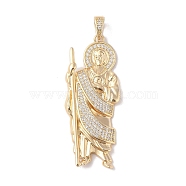 Brass Clear Cubic Zirconia Pendants, Long-Lasting Plated, God, Clear, 62x25x5.5mm, Hole: 8x5.5mm(KK-Z050-03G-04)