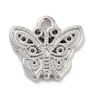 Alloy Charms, Butterfly, 12x13.5x1.5mm, Hole: 1.2mm(PALLOY-U003-08A-S)