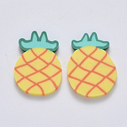 Handmade Polymer Clay Cabochons, Pineapple, Yellow, 23.5~24x17~17.5x2mm(CLAY-R084-04)