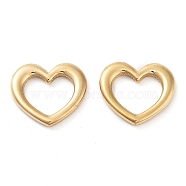 304 Stainless Steel Linking Rings, Heart, Real 14K Gold Plated, 15.8x17.5x2.2mm, Hole: 10x11mm(STAS-L022-365G-02)