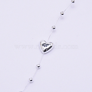 Handmade ABS Plastic Beaded Chains, Heart & Round, Silver,9x10x3x5mm(X-CHC-CJC0001-04B)