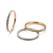 304 Stainless Steel Rhinestone Rings Set, Mixed Color, US Size 9(18.9mm), 3pcs/set(STAS-D178-02D)