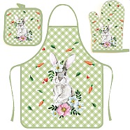 Easter Theme Polyester Sleeveless Apron and Gloves, with Double Shoulder Belt, Light Green, 800x600mm(PW-WG43897-05)