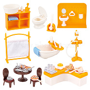 CRASPIRE 2 Style 2 Style Plastic Dollhouse Kitchen & Bathroom Accessories Set, Children Pretending Props, Mixed Color, 11~132x3~60x1~90mm, 1 set/style(AJEW-CP0005-34)